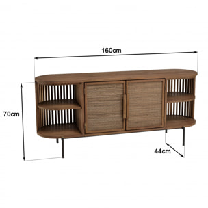 ALIDA - Buffet arrondi en bois de teck recyclé 2 portes