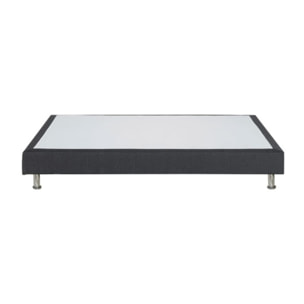 Sommier tapissier en kit 140x190 bois massif et tissu gris - LOIRE