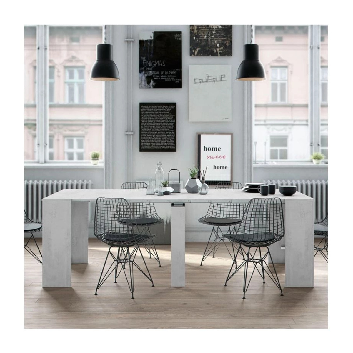 Mesa consola extensible Kendra Cemento