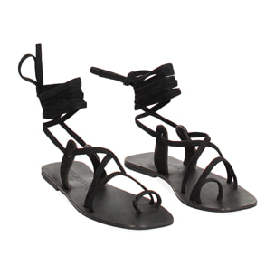 Sandales avec lacets en cuir noir