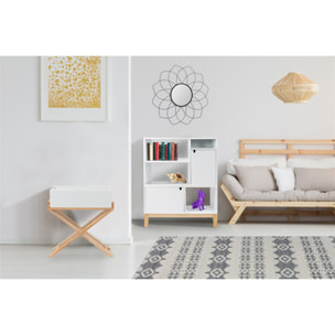 Mobiletto Valerie in legno di caucciù e MDF bianco