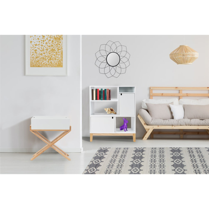 Mobiletto Valerie in legno di caucciù e MDF bianco