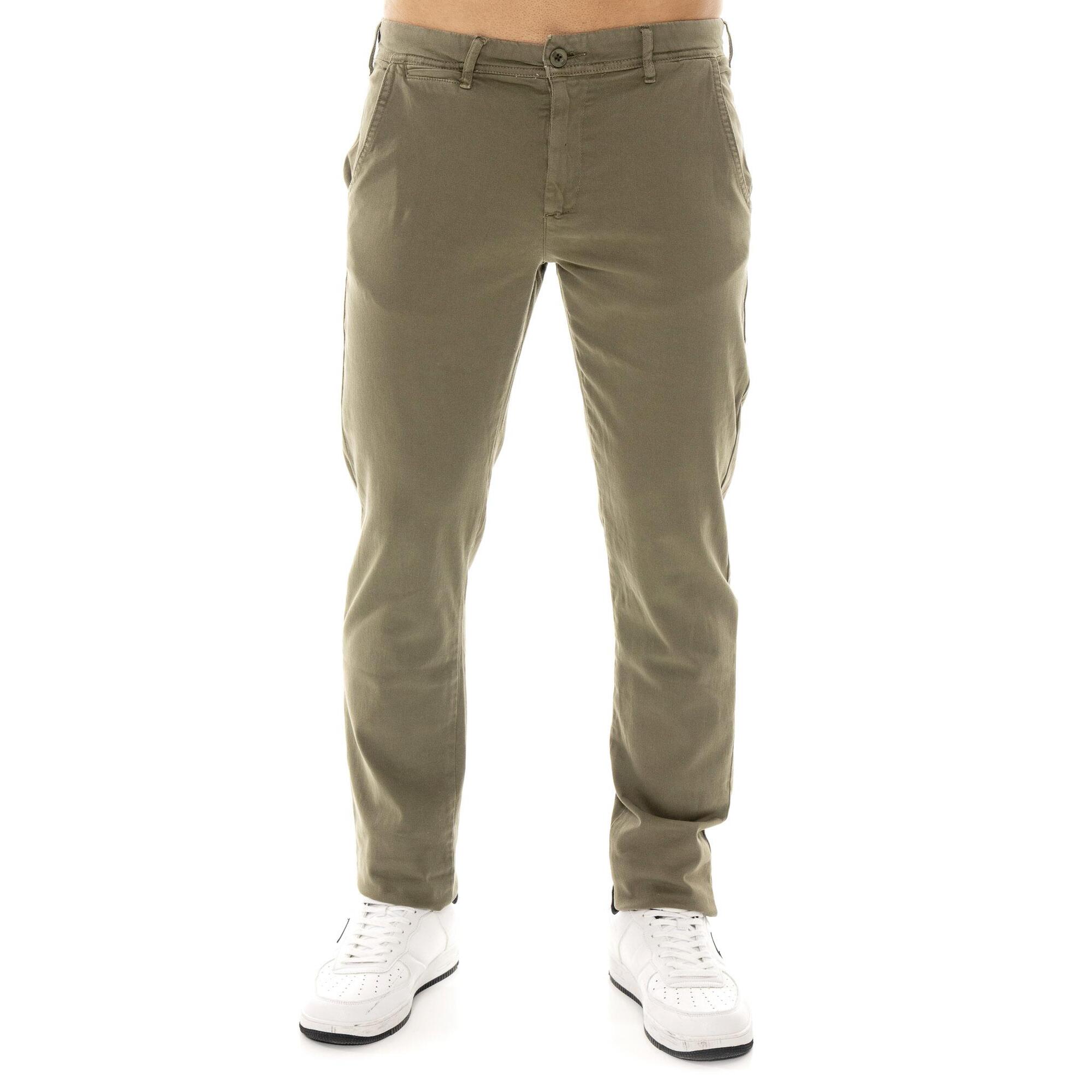 Pantaloni chino in twill da uomo con passanti Leone Easy