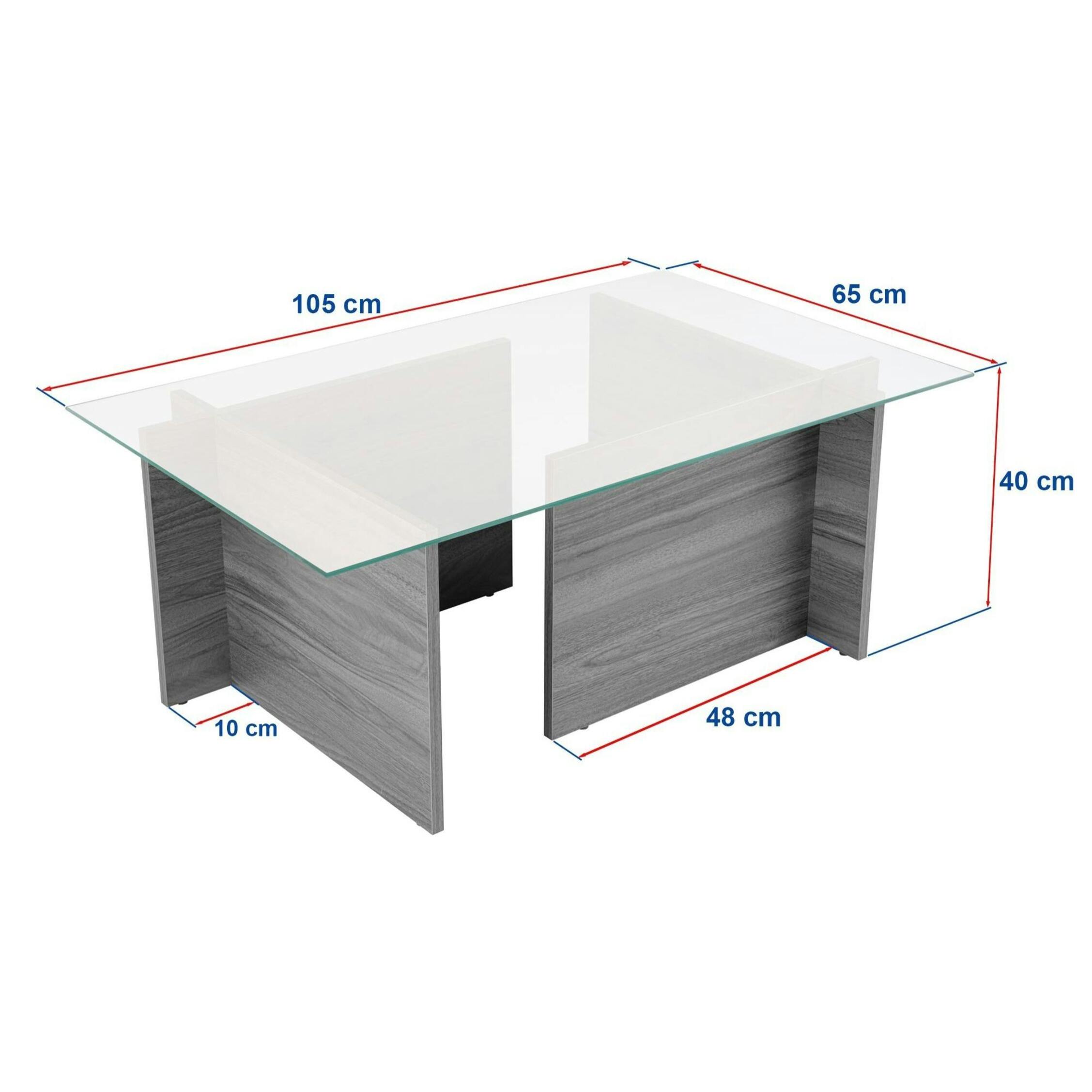 Table basse verre déstructurée – effet bois noir, H. 40 cm SALTA