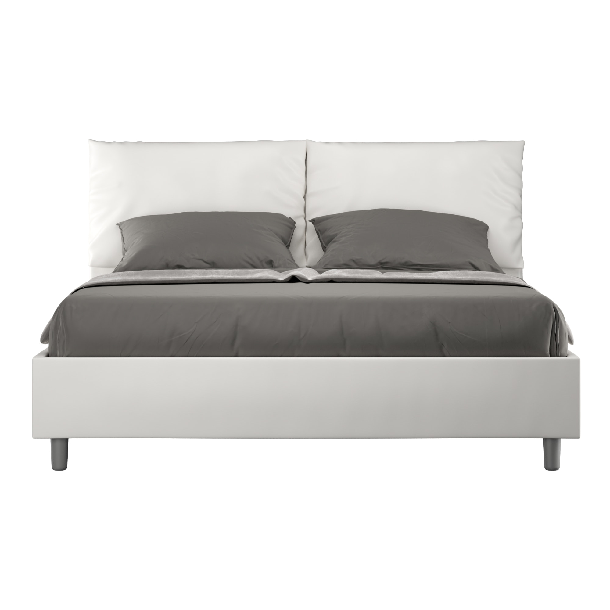 Cama sin somier acolchada 160x210 cuero sintético blanco Antea