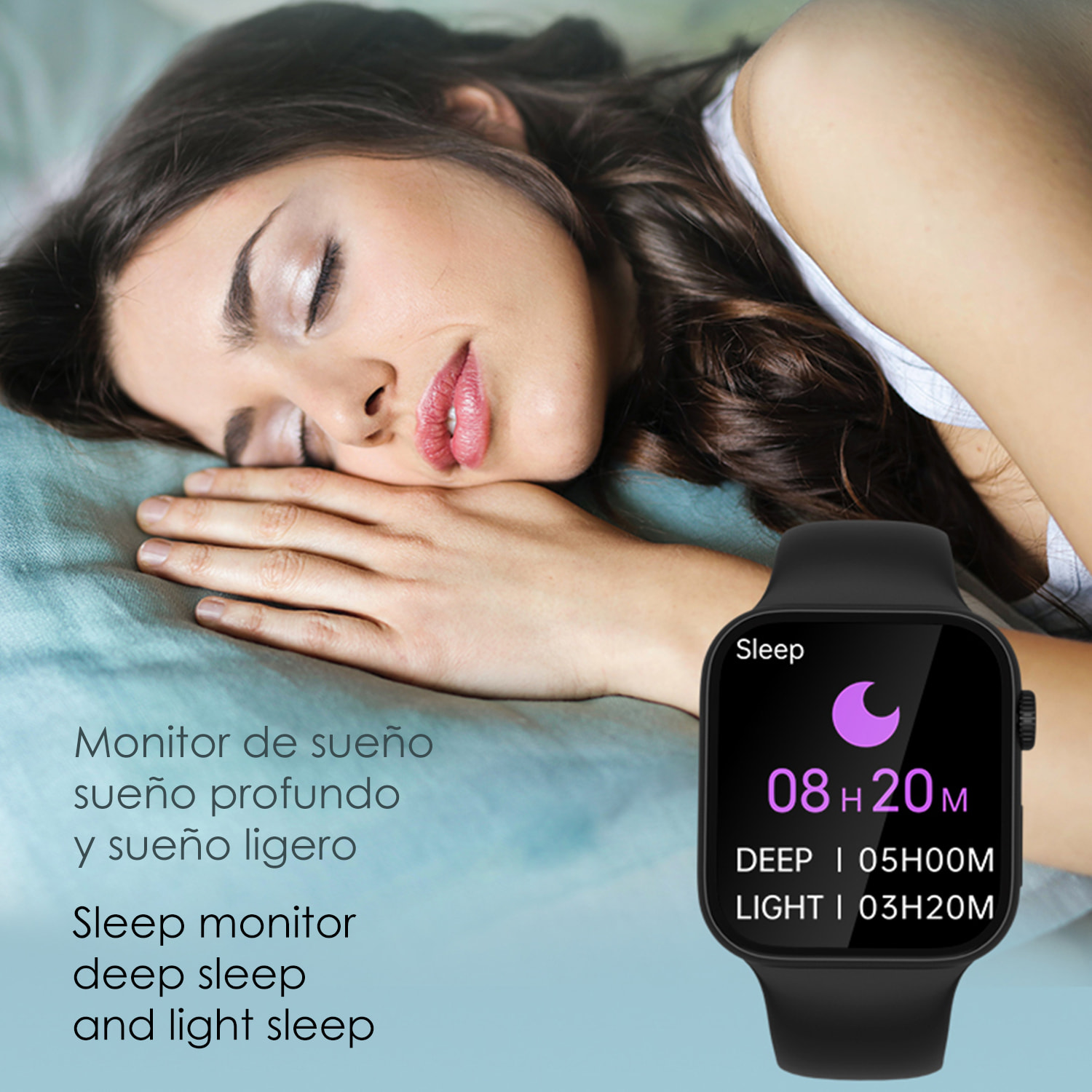 Smartwatch deportivo TK800. Modos deportivos, monitor cardiaco dinámico, tensión y oxígeno en sangre. Notificaciones de redes sociales.