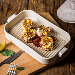 Plat à four grille en grès beige  OCTAVE