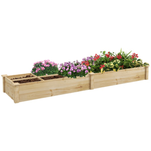 Carré potager de jardin dim. 237L x 60l x 25H cm séparations incluses bois de sapin