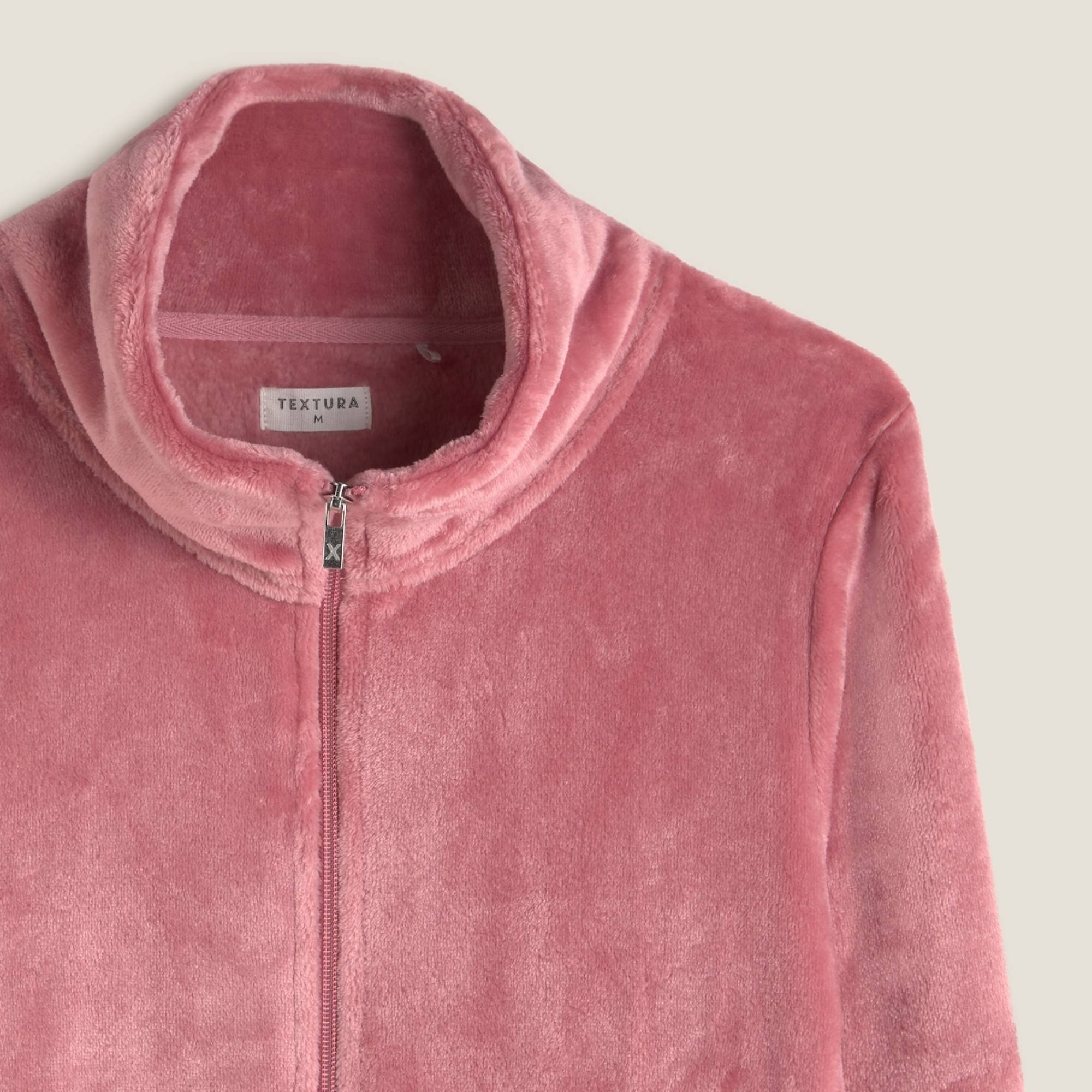 Bata polar efecto pelo con cremallera Yanu color rosa oscuro Poliéster