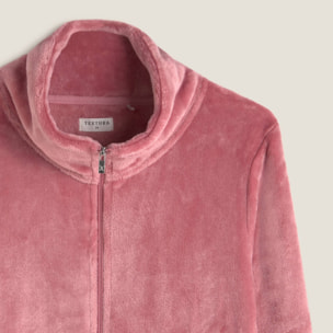 Bata polar efecto pelo con cremallera Yanu color rosa oscuro Poliéster