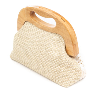Barbaira Borsa a mano Donna. Realizzata in legno naturale e cotone.