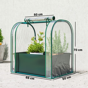 Mini Invernadero con Bolsa para Plantar, 68x50x70 cm, Invernadero Pequeño Portátil para Interior y Exterior con Puerta Enrollable, Marco Acero, Impermeable, para Jardín, Balcón o Patio, Verde