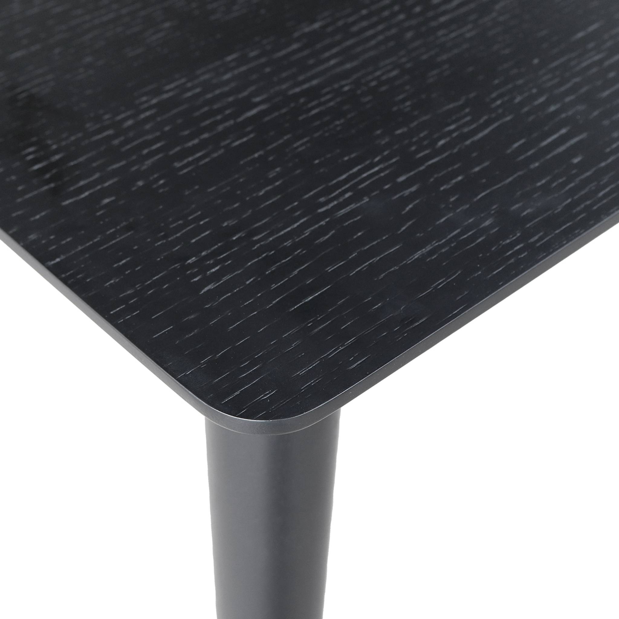 Table à manger rectangulaire extensible bois d'hévéa et placage chêne noir 4-6 places - 110/140 x 100 x 75 cm - Lina