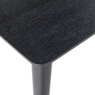 Table à manger rectangulaire extensible bois d'hévéa et placage chêne noir 4-6 places - 110/140 x 100 x 75 cm - Lina