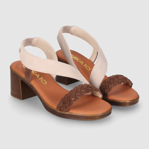 Sandalias de Serraje - Multi Marron - Tacón: 6 cm