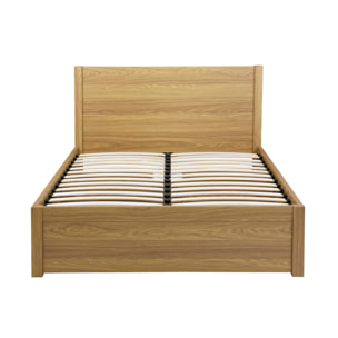 Lit avec sommier à lattes et tête de lit 140 x 190cm + 4 tiroirs décor bois NEPAL