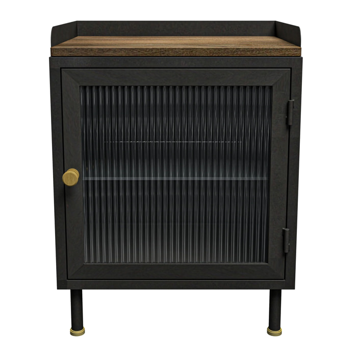 Table de chevet en métal gris métallisé - Gauthier