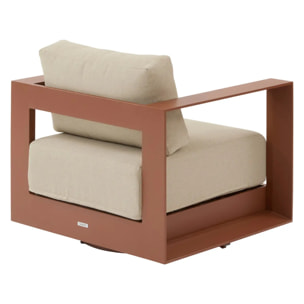 Fauteuil de salon de jardin rotatif ALLURE Beige / Acajou