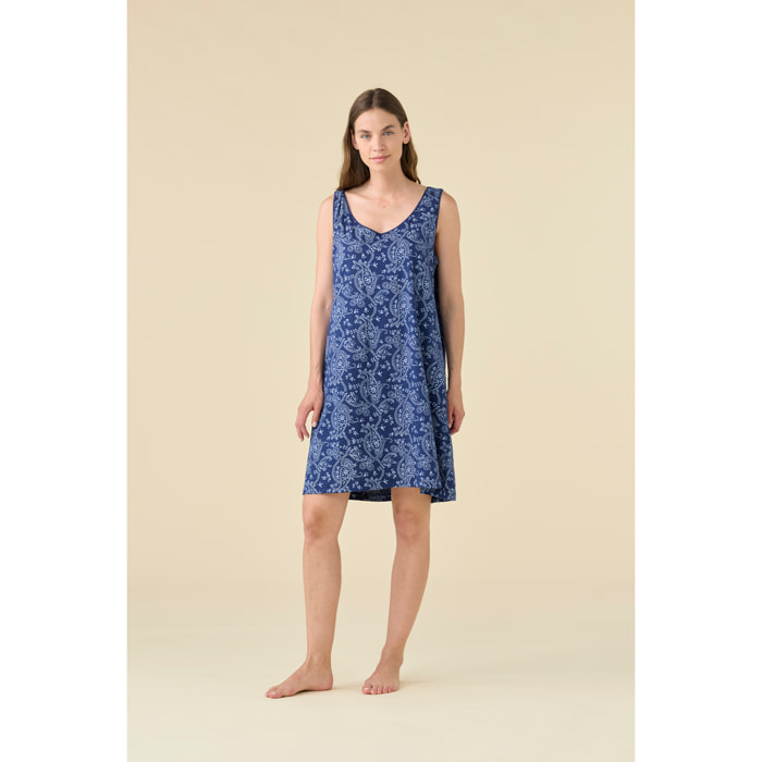 Camicia da notte in cotone spalla larga con stampa pisley articolo cachemire Noidinotte