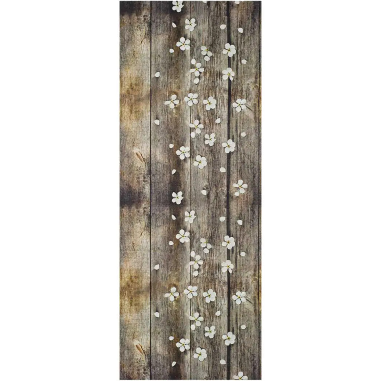 SPRINTY Alfombra vinílica de cocina diseños primaverales en marrón, varias medidas disponibles.