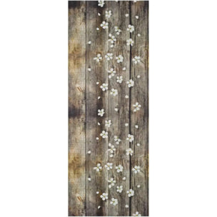 SPRINTY Alfombra vinílica de cocina diseños primaverales en marrón, varias medidas disponibles.