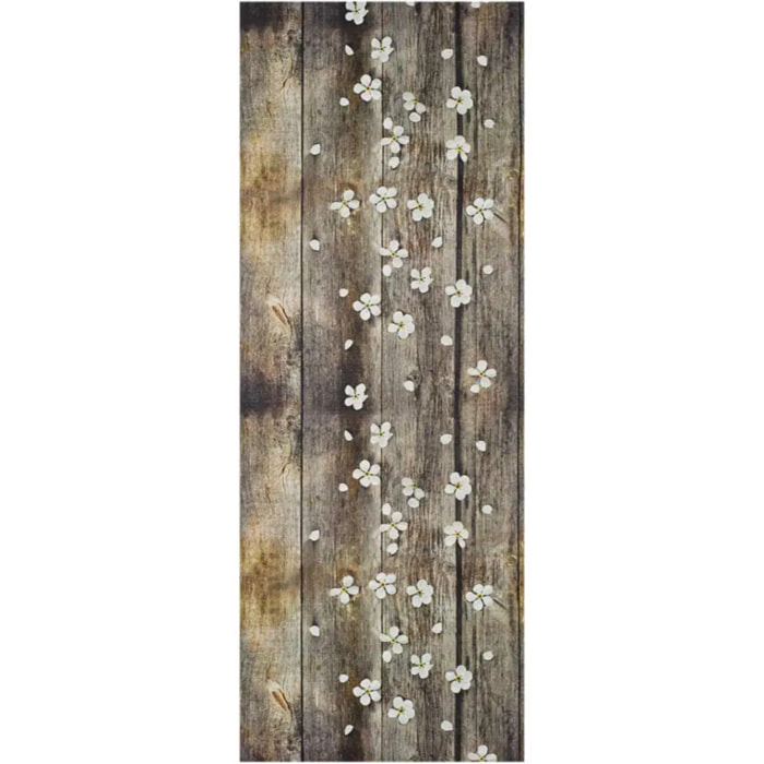 SPRINTY Alfombra vinílica de cocina diseños primaverales en marrón, varias medidas disponibles.