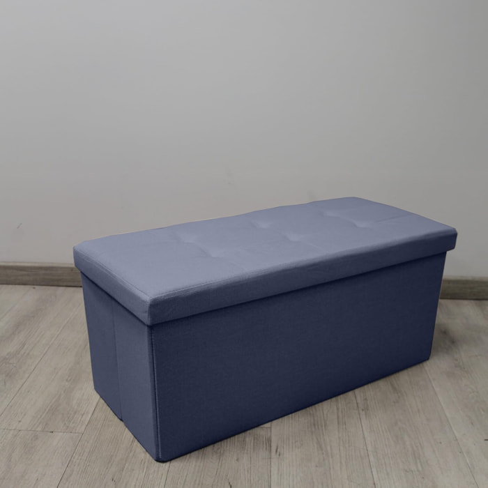 Pouf contenitore imbottito in tessuto con seduta lunga, panca multifunzione con spazio interno, ideale come poggiapiedi, seduta o contenitore, pratico e versatile per soggiorno, camera o ingresso, facile da pulire, dimensioni 76x34x34 cm