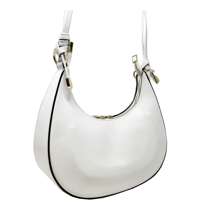 Chicca Borse - Borsetta a Spalla Donna in Vera Pelle - Colore Bianco