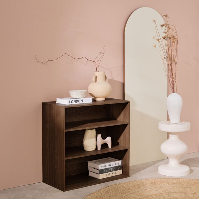 Etagère. bibliothèque. module de rangement décor bois noyer 2 étagères L 70 x P 35 x H 70cm - Kompo