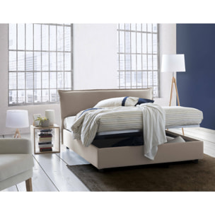 Letto matrimoniale Apaia, Letto contenitore sfoderabile con testiera e giroletto contenitore imbottiti, 100% Made in Italy, adatto per materasso Cm 160x200, Tortora