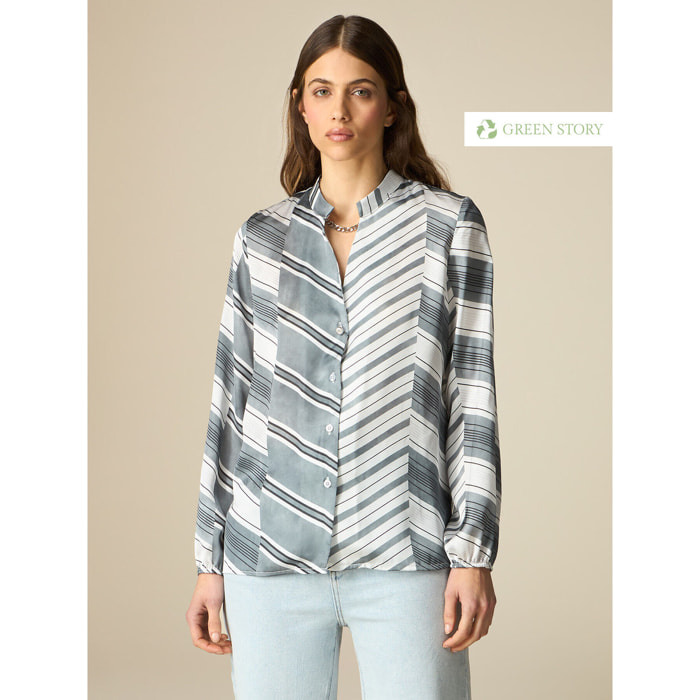 Oltre - Camicia in raso fantasia - Grigio