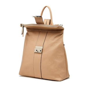 Borse Donna colore Beige-in pelle Made in Italy 38x33x14cm