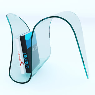 Tavolino Basso Curvato Portariviste Ideale Per Ufficio Sala Aspetto Salotto Soggiorno Sala Pranzo In Vetro Design Moderno, 62x45x41 Cm Trasparente