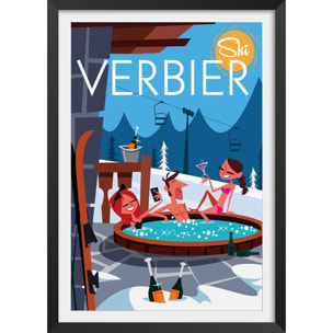 Poster de verbier Affiche + cadre en bois - Noir