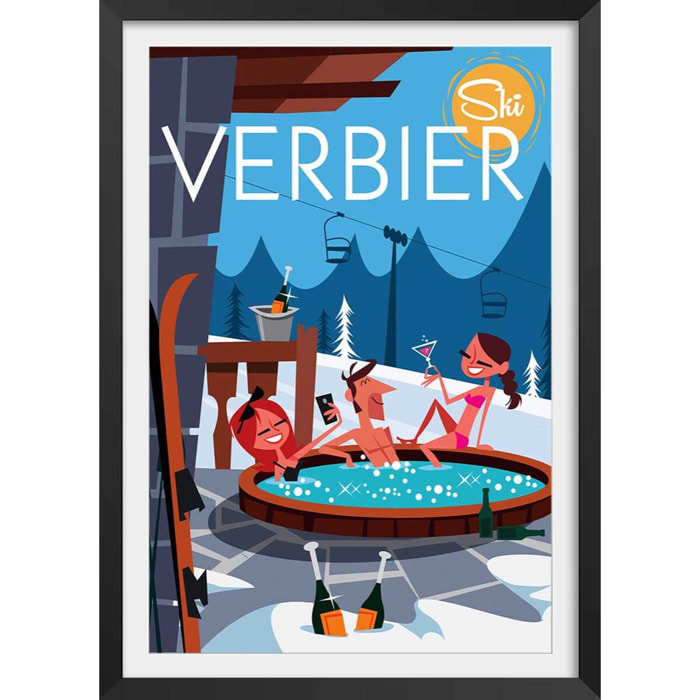 Poster de verbier Affiche + cadre en bois - Noir