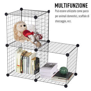 PawHut Recinto Modulare per Animali Domestici Nero 12 Moduli 35x35cm