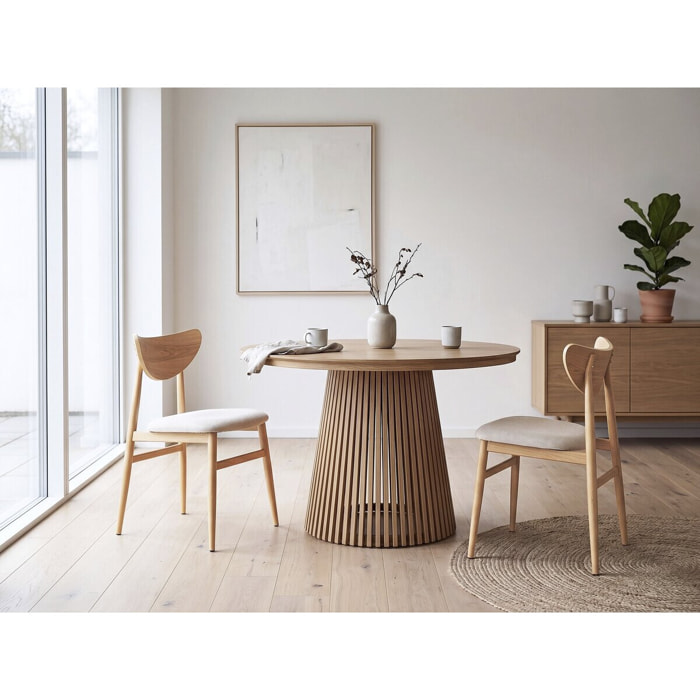 Lot de 2 chaises de salle a manger style scandinave en bois "Lumbra" - Beige