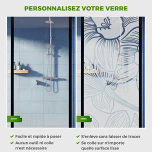 Film Fenêtre Anti Regard Occultant - FLEUR D'ORCHIDÉE 1 - Stickers Autocollant Brise-Vue pour Vitre & Porte de Douche