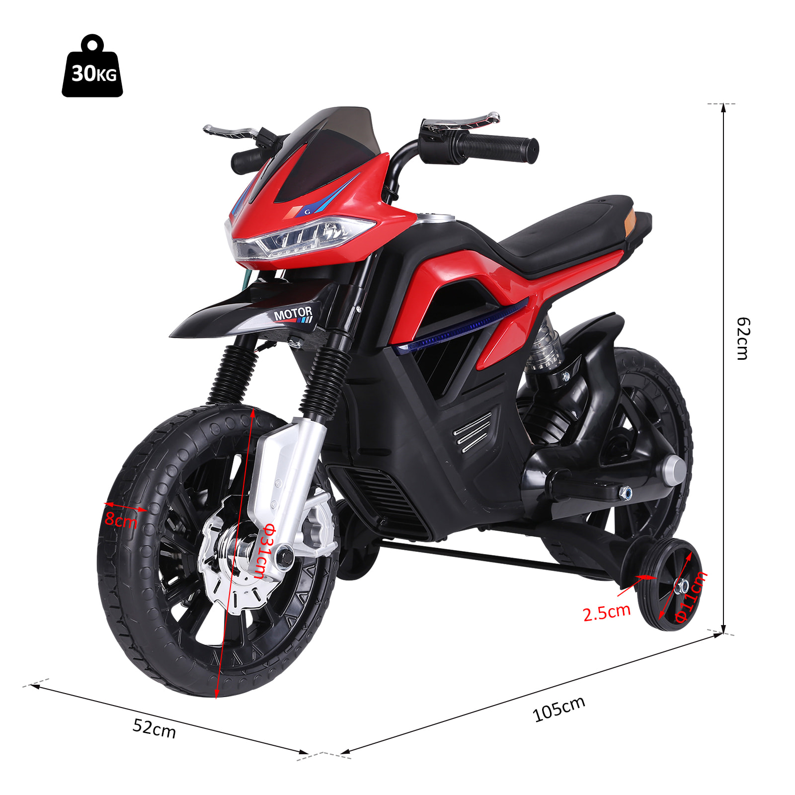 Moto Eléctrica Infantil Batería 6V Rojo