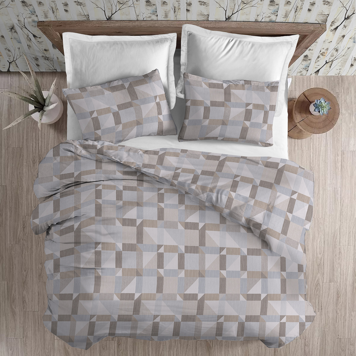 Parure copripiumino in flanella atene beige