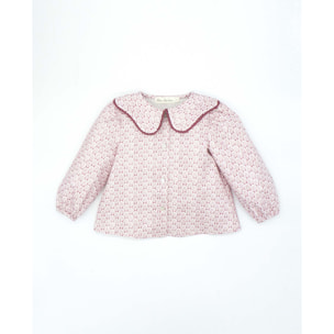 Camisa estampada hojas malva con cuello volante