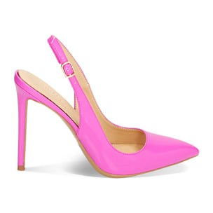Décolleté slingback fucsia, tacco 11 cm