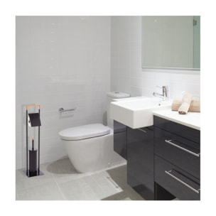 Combiné Wc CHIC Bambou & Acier Noir mat Spirella