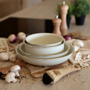 Batterie de cuisine 5 pièces en aluminium recyclé crème