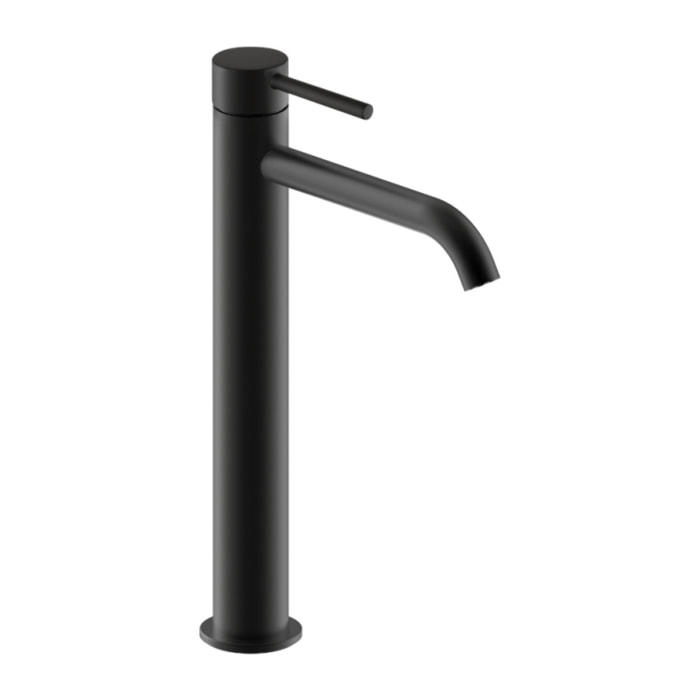 Mitigeur lavabo bec haut PAINI Cox Slim noir mat avec vidage clic-clac