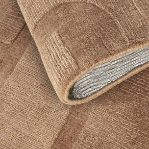 Tapis salon motif géométrique, laine tissée main, ziya authentique