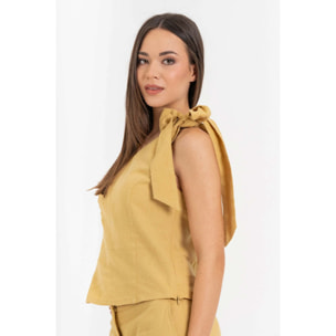 Kocca - Top monospalla da donna in lino e cotone con fiocco Donna