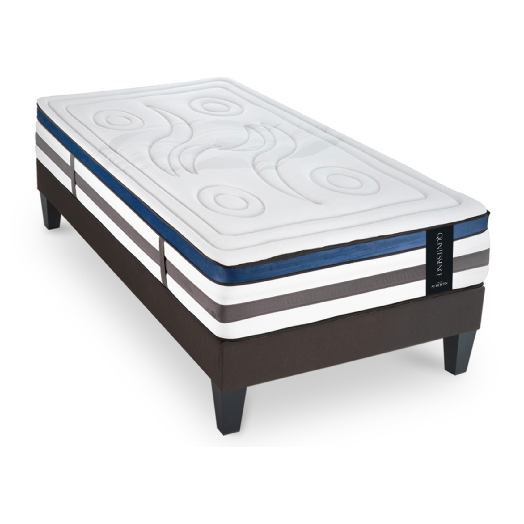 Ensemble Matelas Quintessence & Sommier Kit Tissu, Mémoire de Forme & Haute Densité, 30 cm, Accueil Enveloppant, Soutien Ferme