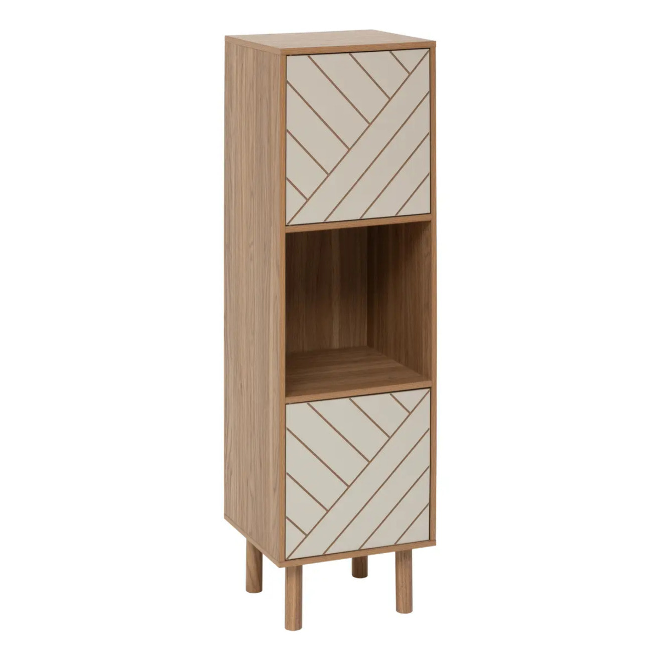 Etagère 3 cases 2 portes Mix'N'Match bois et motif rayé