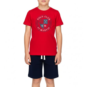 Set t-shirt e bermuda jersey Polo Club St Martin Rosso